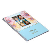 4 Foto Blumen Text Blau Braun Notizblock (Rechte Seite)