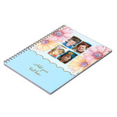 4 Foto Blumen Text Blau Braun Notizblock (Linke Seite)