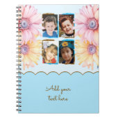 4 Foto Blumen Text Blau Braun Notizblock (Vorderseite)