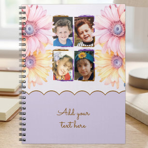 4 Foto Blumen Text Lila Braun Notizblock