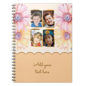4 Foto Blumen Text Orange Braun Notizblock (Vorderseite)