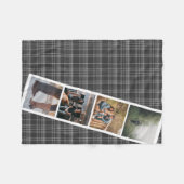 4 Foto Booth Style Gray Tartan Personalisiert Fleecedecke (Vorderseite (Horizontal))