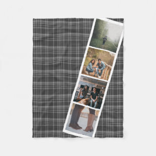 4 Foto Booth Style Gray Tartan Personalisiert Fleecedecke