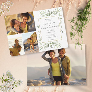4 Foto Botanische Grünpflanzen Hochzeit Einladung
