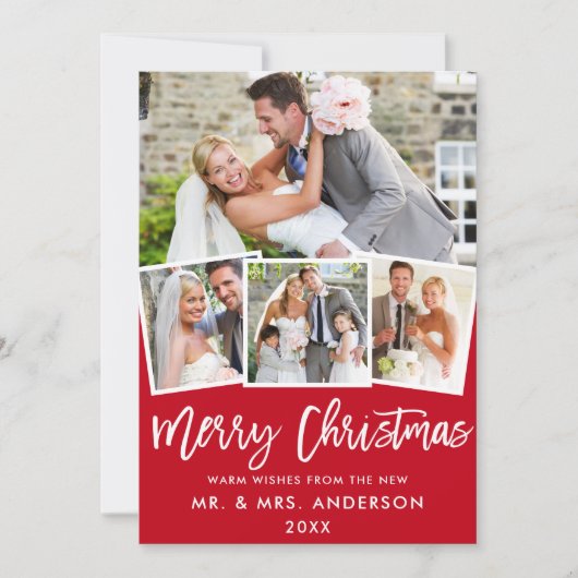 4 Foto Brush Script Hochzeit Weihnachten Rot (Vorderseite)