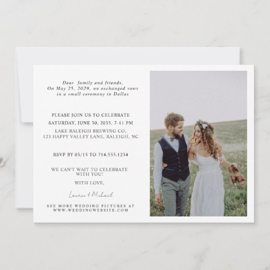 4 Foto Celebrate bei uns Hochzeitsempfang Ankündigung (Rückseite)