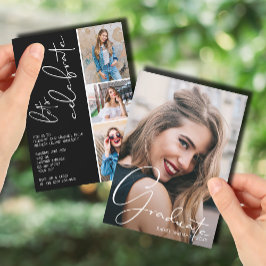 4 Foto Collage Abschluss Black Einladung