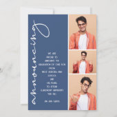 4 Foto Collage Abschluss Blue Ankündigung (Rückseite)