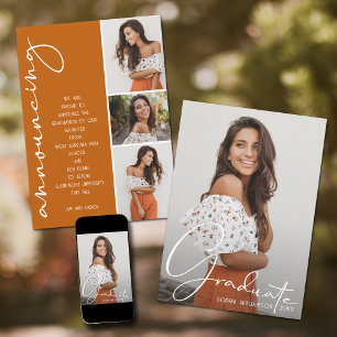 4 Foto Collage Abschluss Burnt Orange Ankündigung