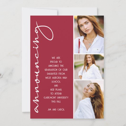 4 Foto Collage Abschluss Crimson Ankündigung (Rückseite)