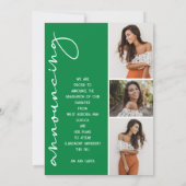 4 Foto Collage Abschluss Grün Ankündigung (Rückseite)