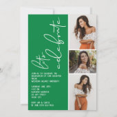 4 Foto Collage Abschluss Grün Einladung (Rückseite)
