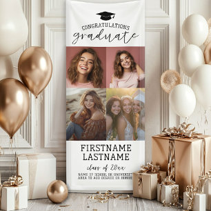 4 Foto Collage Abschluss Moderner Minimaler Weißer Banner