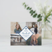 4 Foto Collage Abschluss Modernes, elegantes Drehb Ankündigungspostkarte (Stehend Vorderseite)