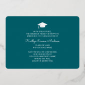 4 Foto Collage Aquamarin & Gold Foil Grad Card Folieneinladung (Rückseite)