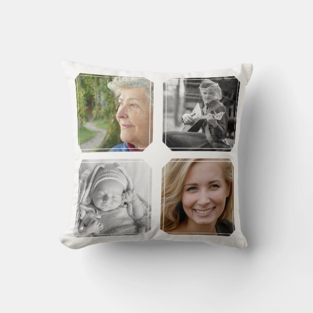 4 Foto Collage Beileid in Love Memory Kissen (Vorderseite)