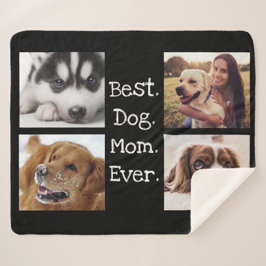 4 Foto Collage Beste Hund-Mama je einzigartig Schw Sherpadecke (Vorderseite (Horizontal))