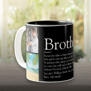4 Foto-Collage Beste jemals Bruder Definition Zweifarbige Tasse