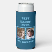 4 Foto Collage Beste Papa Liebe du blau Selters Dosenkühler (Seltzer Rückseite)