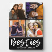 4 Foto Collage Besties BESTE FREUNDIN Name Black Fotoplatte (Vorderseite)