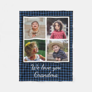 4 Foto Collage Blue Buffalo Kariertes Oma Fleecedecke
