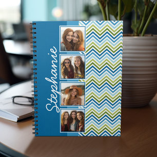 4 Foto-Collage Bunte Chevron-Muster Notizblock