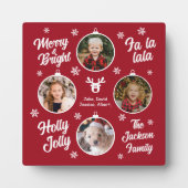 4 Foto Collage Christmas Baubles Red Plaque Fotoplatte (Vorderseite)