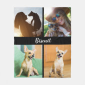 4 Foto Collage Dog Blanket mit Schwarz | Fleecedecke (Vorderseite)