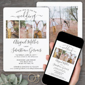 4 Foto Collage Einfaches, elegantes Skript Hochzei Einladung