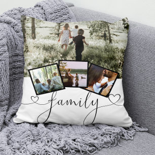 4 Foto-Collage Familie Typografie Personalisiert Kissen