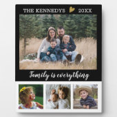 4 Foto Collage Familienname Schwarz-Weiß-Zitat Fotoplatte (Vorderseite)
