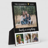 4 Foto Collage Familienname Schwarz-Weiß-Zitat Fotoplatte (Seite)
