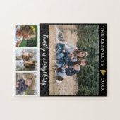 4 Foto Collage Familienname Schwarz-Weiß-Zitat Puzzle (Horizontal)