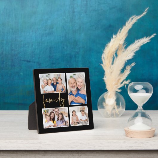 4 Foto Collage Family Gold Black Fotoplatte (InSitu)