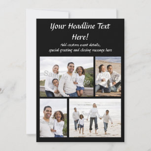 4-Foto Collage Flat Grußkarte oder Einladung