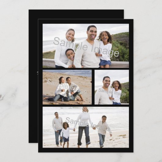 4-Foto Collage Flat Grußkarte oder Einladung (Vorne/Hinten)