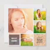 4 Foto Collage Foil Squares Chic Graduation Party Einladung (Vorderseite)