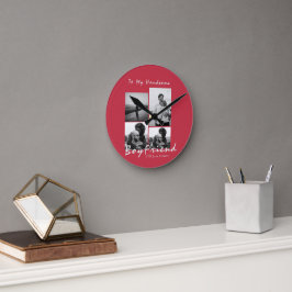 4-Foto Collage Forever Boyfriend Valentine's Day Runde Wanduhr