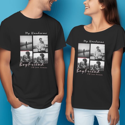 4-Foto Collage Forever Boyfriend Valentine's Day T-Shirt
