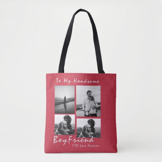 4-Foto Collage Forever Boyfriend Valentine's Day Tasche (Vorderseite)