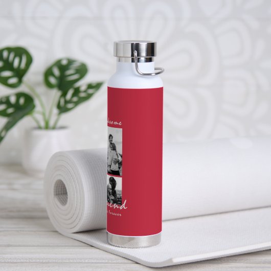 4-Foto Collage Forever Boyfriend Valentine's Day Trinkflasche (Yoga)