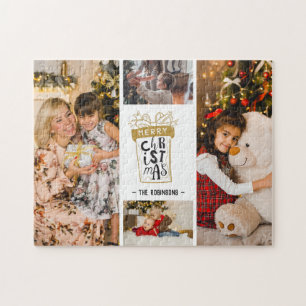 4 Foto-Collage Frohe Weihnachten Geschenk Benutzer Puzzle