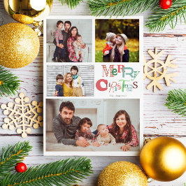 4 Foto Collage Frohe Weihnachtstypografie Feiertagskarte