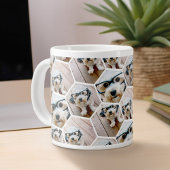 4 Foto Collage - Funkes Hexagon-Muster Jumbo-Tasse