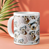 4 Foto Collage - Funkes Hexagon-Muster Jumbo-Tasse