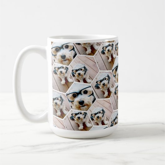 4 Foto Collage - Funkes Hexagon-Muster Kaffeetasse (Links)