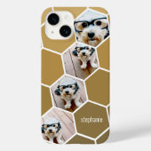 4 Foto Collage - funky hexagon muster gold Case-Mate iPhone Hülle (Rückseite)