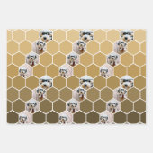 4 Foto Collage - Funky hexagon Muster Gold Wrapp Geschenkpapier Set (Vorderseite)