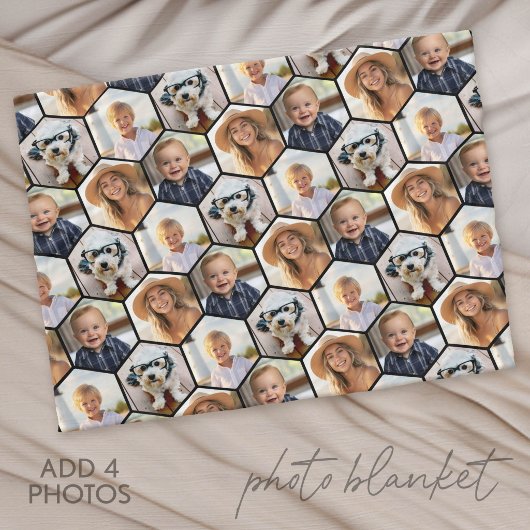 4-Foto-Collage - funky hexagonales Muster Fleecedecke