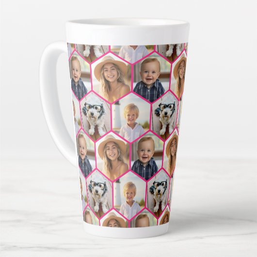 4-Foto-Collage - funky hexagonales Muster Milchtasse (Linke Ecke)